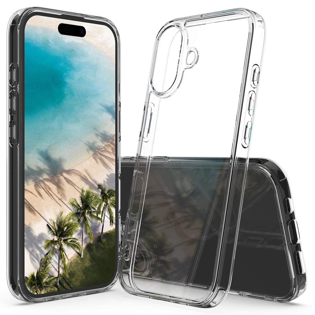 

For iPhone 16 Case Clear Shockproof Acrylic + TPU Phone Cover