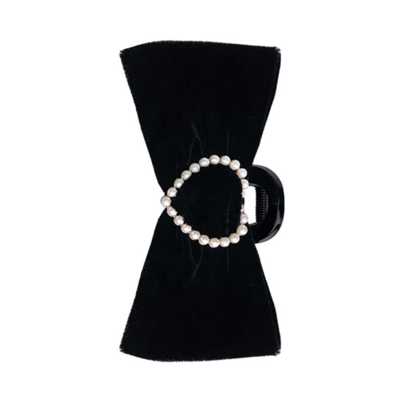 VVV Hjärta Pärl Sammet Band Hårklämma _ Svart