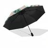 1pc Cactus Pattern Automatic Folding Umbrella, Heavy Duty 8 Rib Iron Frame,  Suitable for Travel, Daily Use, Birthday, Decor Gift  65