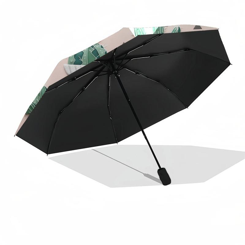 1pc Cactus Pattern Automatic Folding Umbrella, Heavy Duty 8 Rib Iron Frame,  Suitable for Travel, Daily Use, Birthday, Decor Gift  65