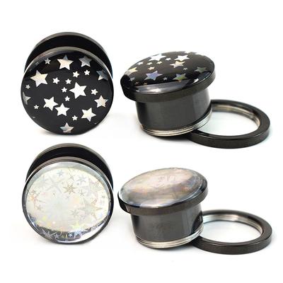 2pcs 3-30mm Star Pattern Ear Tunnels Plugs and Gauges Screw Fit Ear Stretcher Expander Body Piercing Jewelry for Women Men
