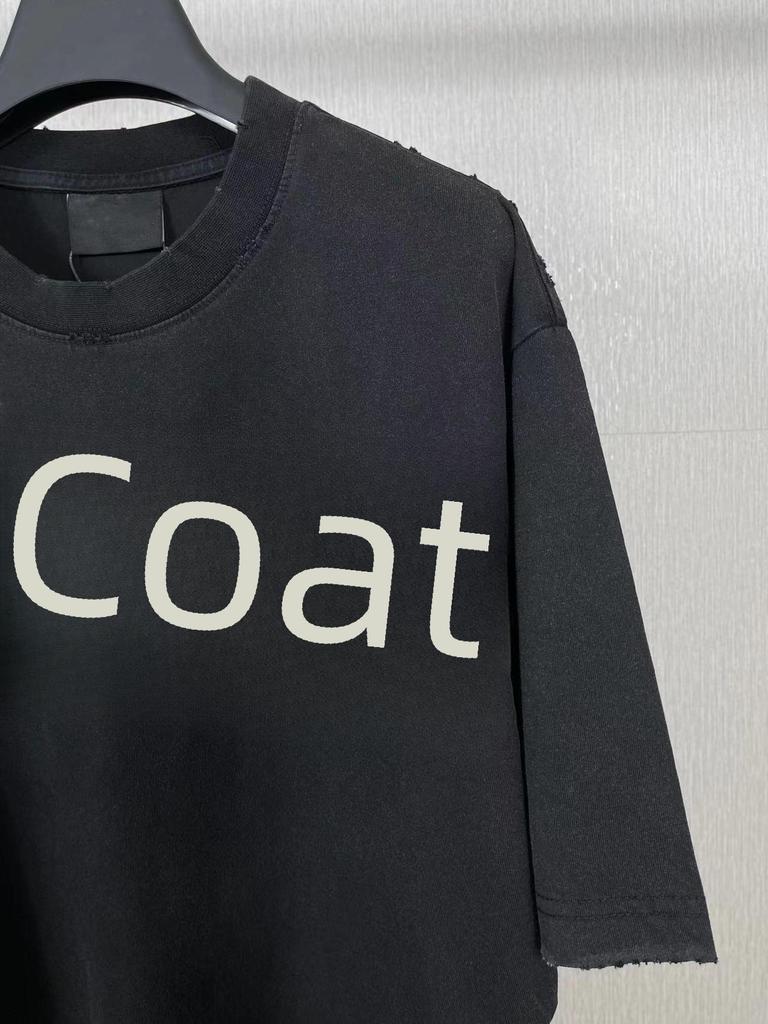 B Brand SS24 Vintage Paříž Logo Páska Prané Volné Tričko