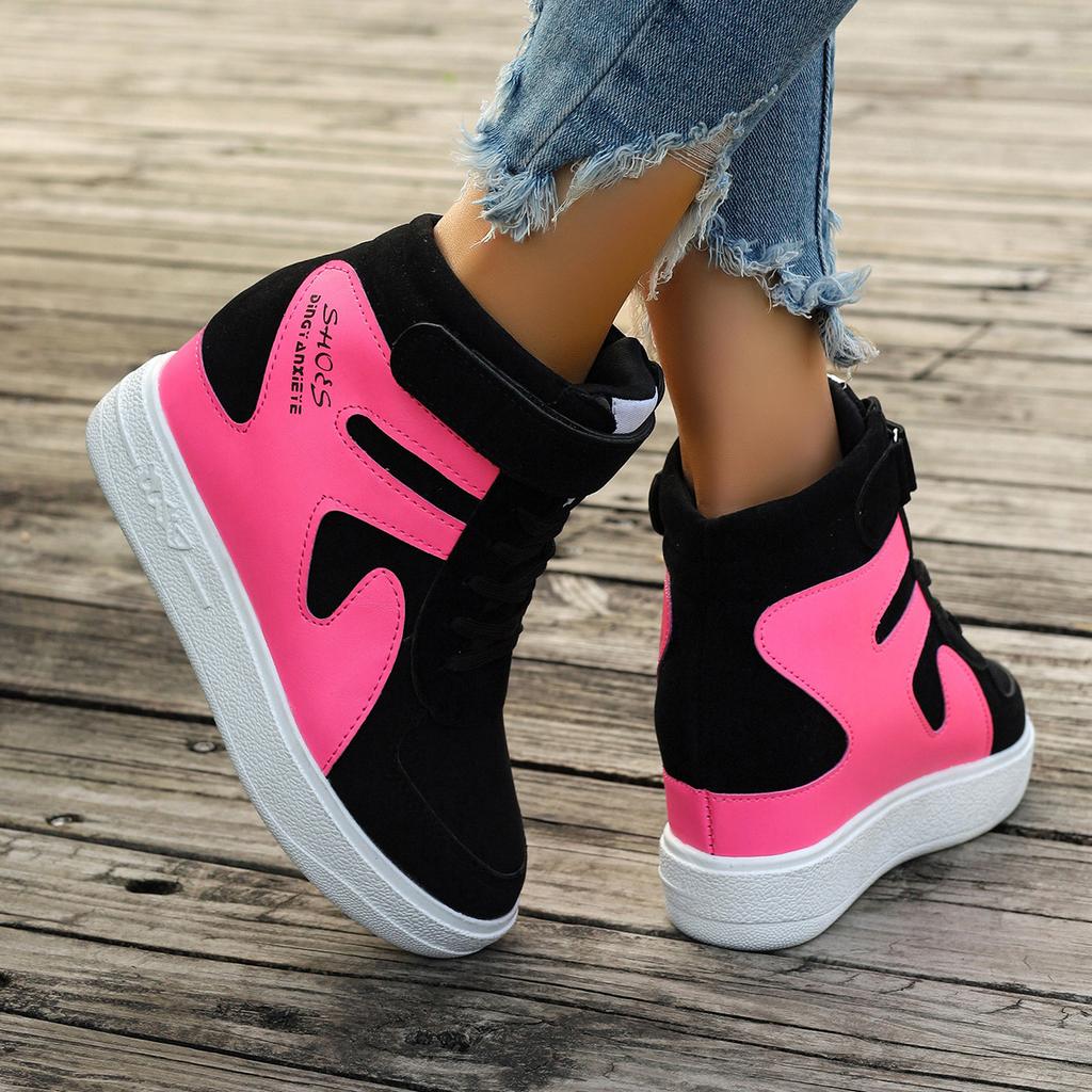 Rode sneakers dames Zwarte Platform Vulcaniseer Schoenen Dames Hoge top Platform Sneakers dames Casual Sleehakken schoenen Dames Schoenen herfst