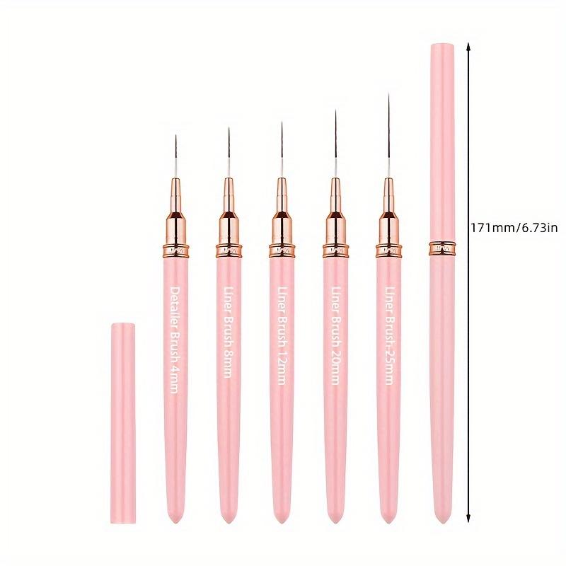 

Pink Handle Nail Art Liner Brushes Set 5Pcs Different Size Nail Detailer Drawing Brushes 5 pieces