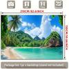 2D Plane Tropical Island Beach Mountain Landscape Background Fabric for Decorating Rooms Polyester Fiber Material