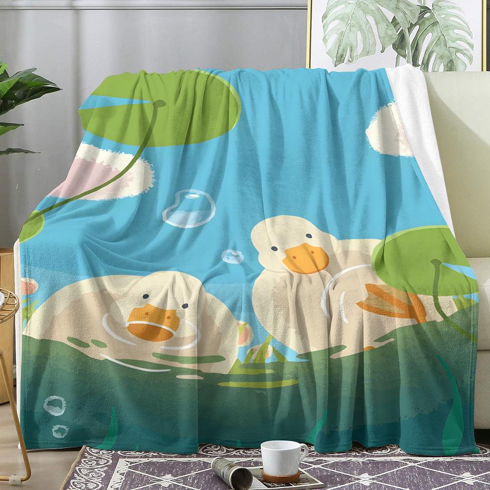 Two Cute Ducks Throw Soft Flannel Throw Summer AC Blanket Lightweight Cool Nap Blanket for Sofa Bed Couch Travel 75x90cm