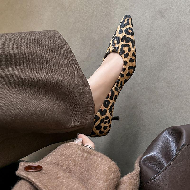 Fashion 2025 New Spring Women Pumps Square Toe Thin Heel Horsehair Leather Shoes for Women Elegant Handmade High Heels Ladies Shoes