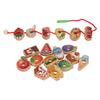 Wooden Threading Toy Fine Motor Skills Early Learning Food Fruit Shape Blocks Lacing Toy for