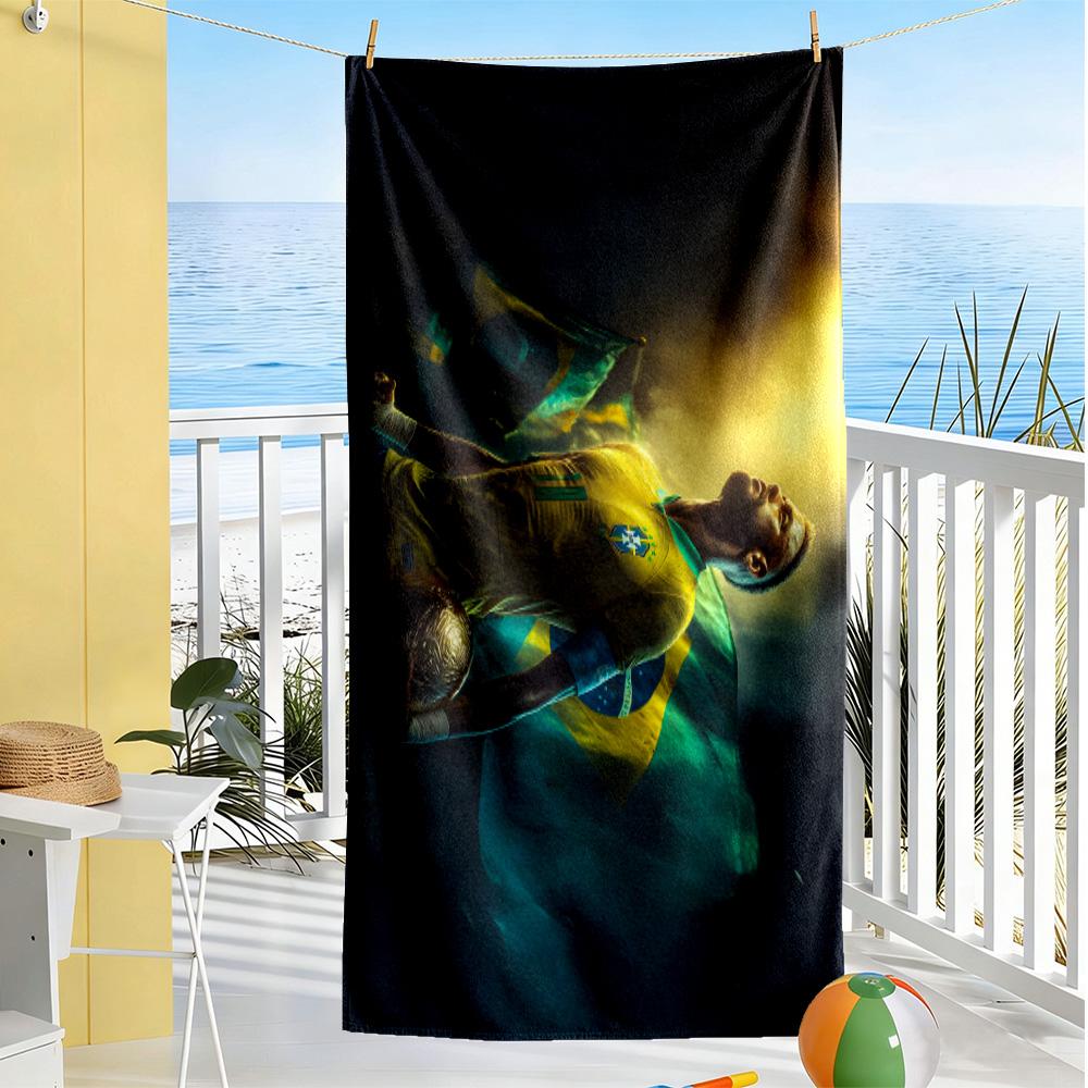 Asciugamano da Spiaggia Leggenda del Calcio Brasiliano Morbido Resistente Asciugatura Rapida Confortevole Leggero Portatile per Nuoto, Spiaggia, Campeggio, Viaggio, Accessori da Spiaggia,Gy