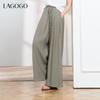 LAGOGO Women's 2026 Summer Linen Blend Wide-Leg Anti-Cling Pants