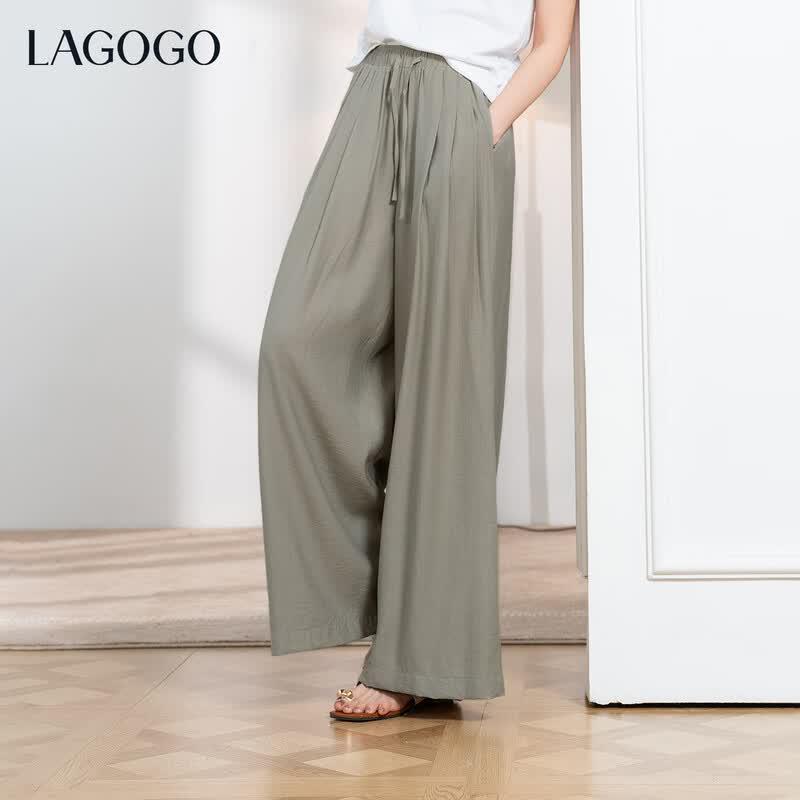 LAGOGO Women s 2026 Summer Linen Blend Wide-Leg Anti-Cling Pants L