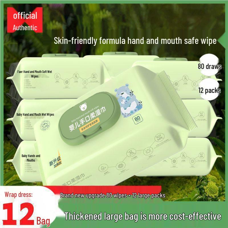 Baby Wet Wipes - Hand, Mouth & Bottom Care, Large Pack with Lid, Ideal for Hotels