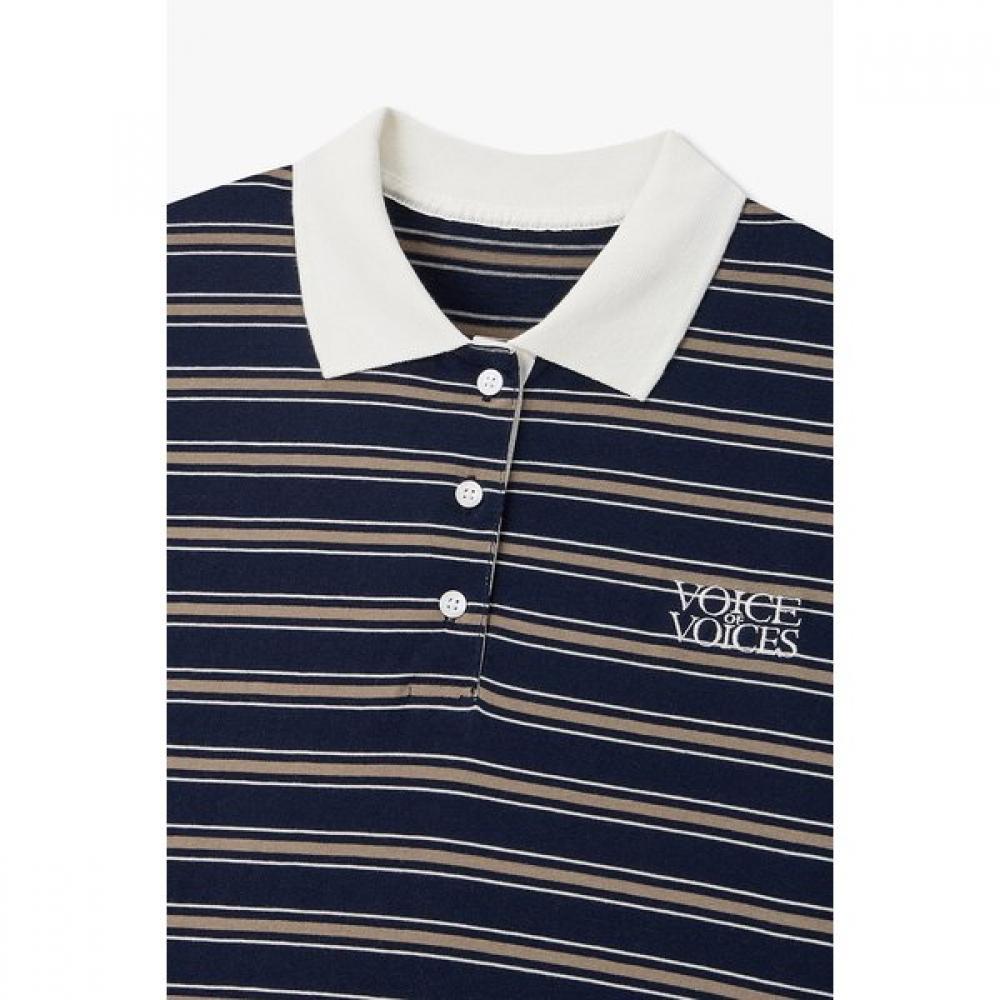 VOV Woven Mix STripe Collar T shirT 7156340005