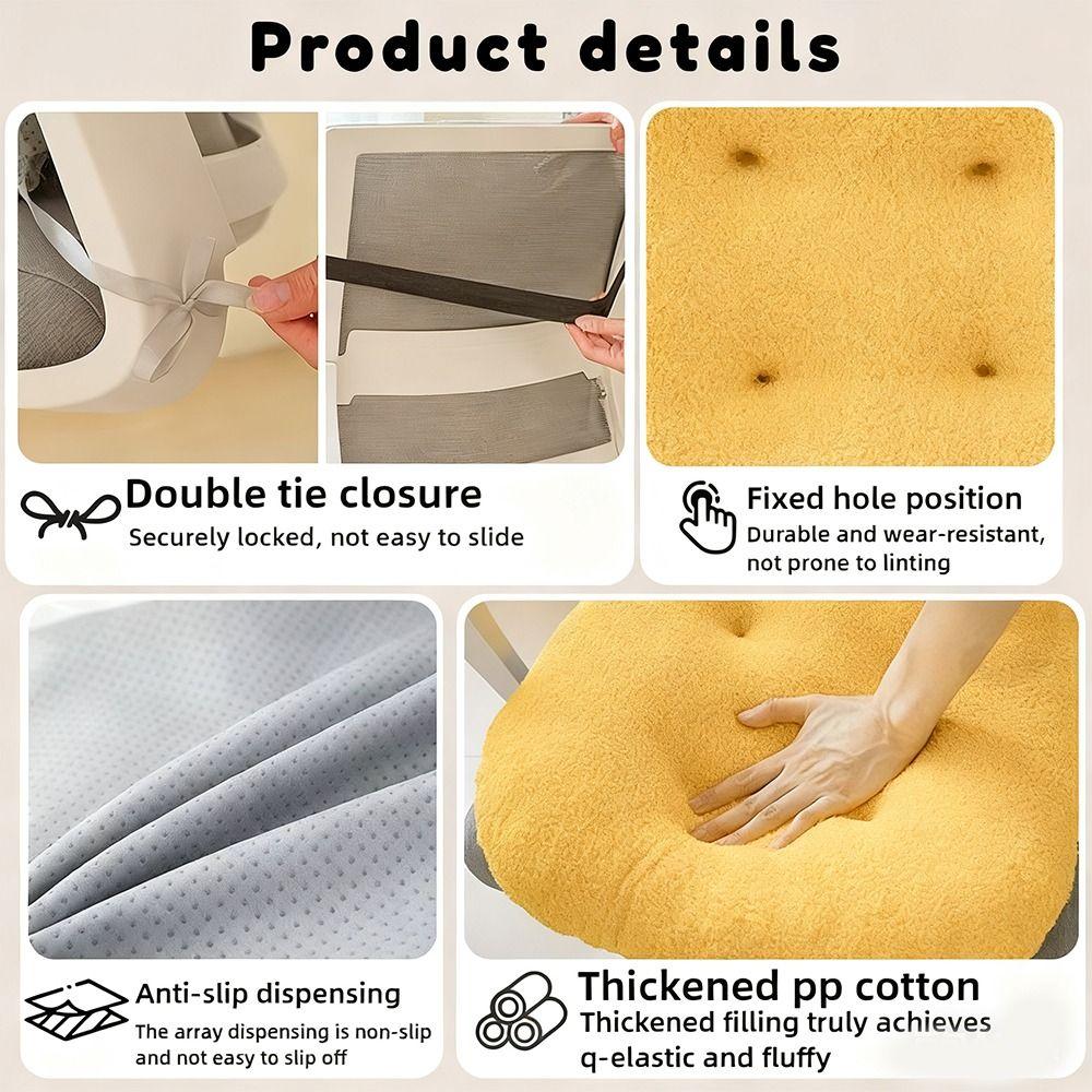 Integrated with Back Support Chair Cushion Soft High Elasticity Ergonomic Seat Pad Anti-Slip Office Chair Pad Home Office Use