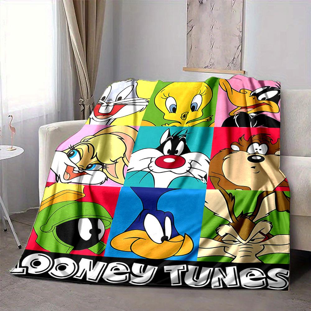 1pc Looney Tunes Flannel Throw Blanket Lightweight Soft Warm All Season Blanket for Sofa, Bed, Travel,L1029025