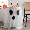 Halloween Ghost Tablecloth White And Black Ghostly Tablecloth Fun And Spooky Dining Table Accessory for Parties Candy Buffet Photo Backdrops