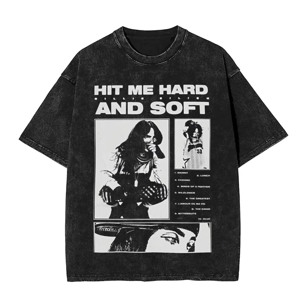 2026 Billie Eilish Funny Poster Graphic Print T-shirt Men Women Fashion Vintage Washed Cotton O-neck Summer Tee Oversized Casual Short Sleeve Top