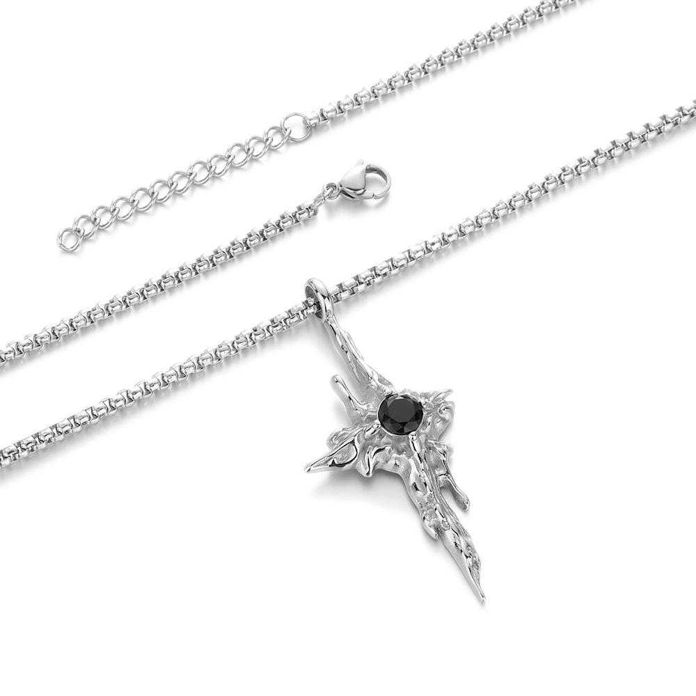 

Мужское ожерелье из титановой стали, оригинальное, в стиле легкой роскоши, нишевый тренд, ощущение высокого класса, новинка 2024 года, популярный кулон в темном стиле 60CM+5CM