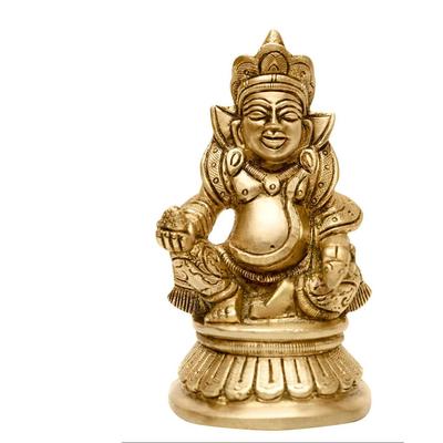 Brass Kuber Statue | Height - 12 Cm Aprrox. | Vastu Idol for Home and Office | Zonal Placement - North|