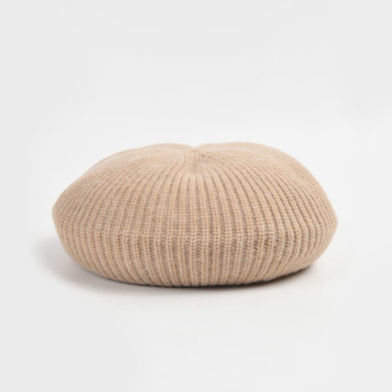 LALA Wool Knit Beret Hat - L Beige