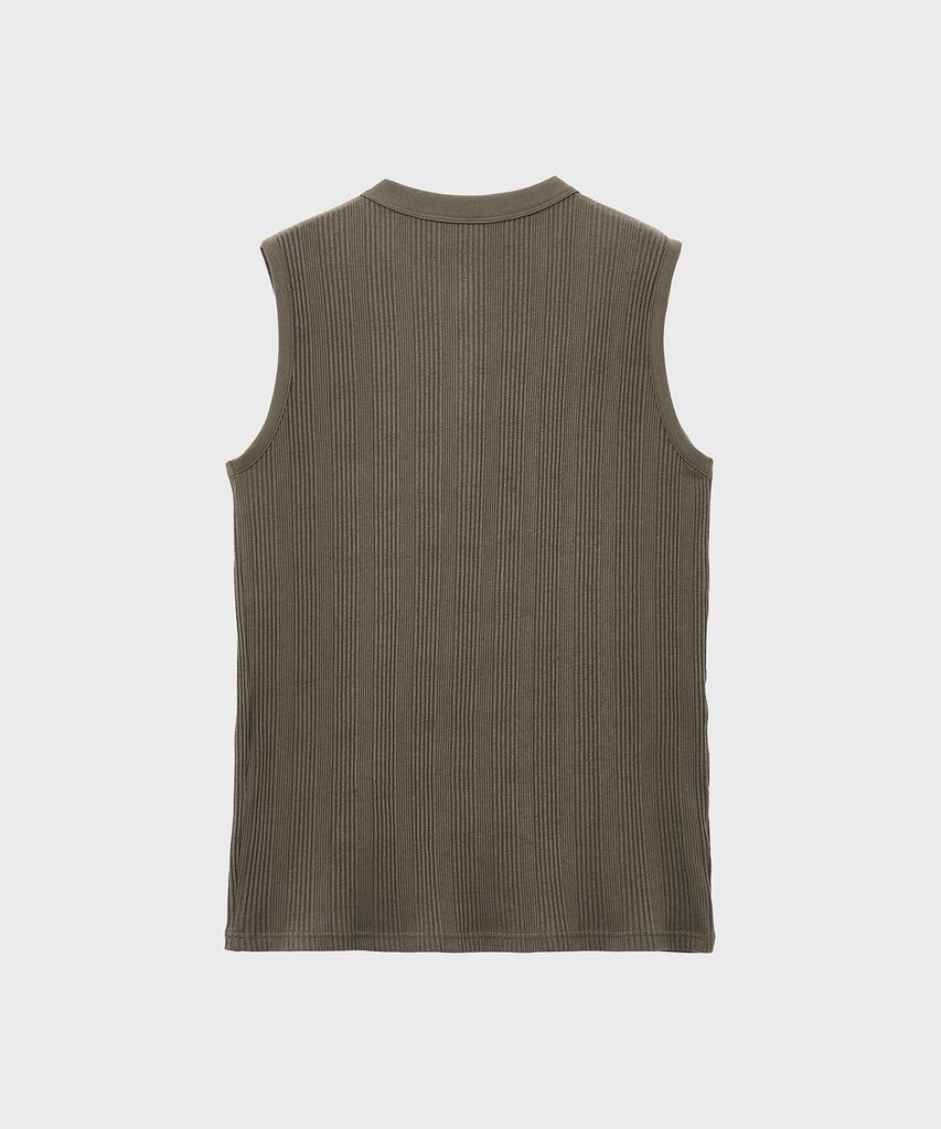 NOIRER Senza Maniche con Scollo Henley a Costine Multiple (Marrone)