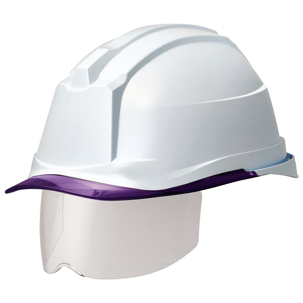 Midori Anzen Work PC Rain SC19PCLS RA3 with KP Helmet, Shield, Guard, ( Liner), White/Purple