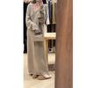 [] Lazy wind v-neck knitted sweater dress autumn and winter new high-end inner long skirt