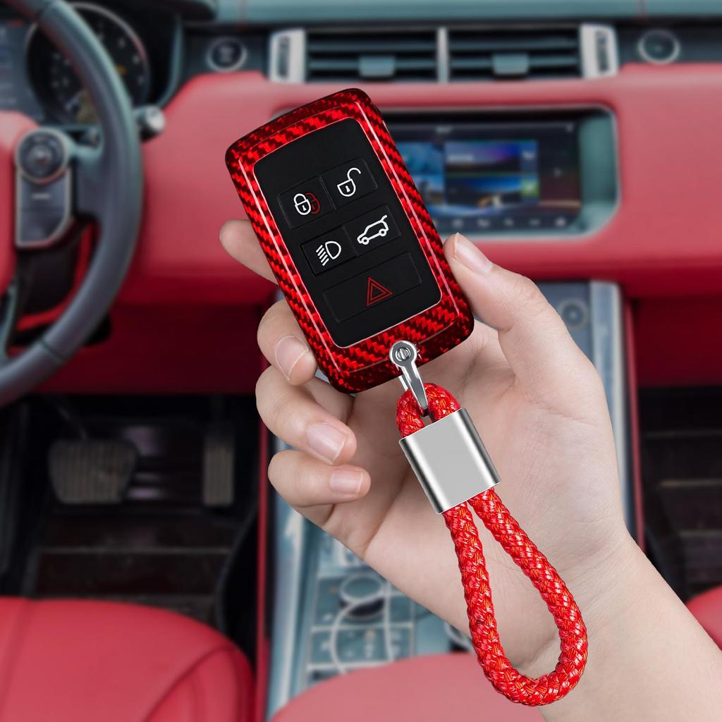 [T-carbon] Real Glass Fiber Smart Key Case for Land Rover, Range Rover Sport, Evoque, Velar, Discovery Sport, Jaguar, XE, XF, and F-Type, Premium Prot