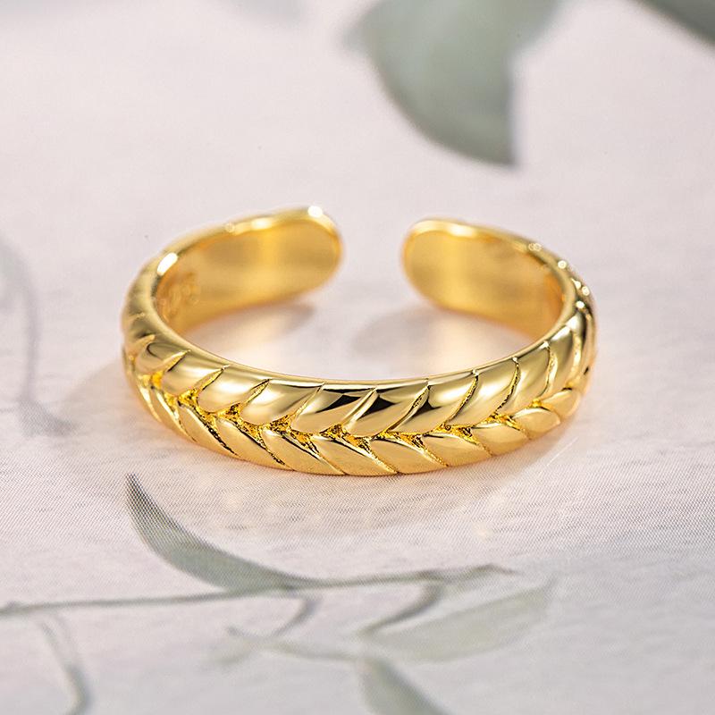 Eleganter Retro-Tigerauge-Weizenähren-Verstellbarer Ring – Exquisites Leichtluxus-Design