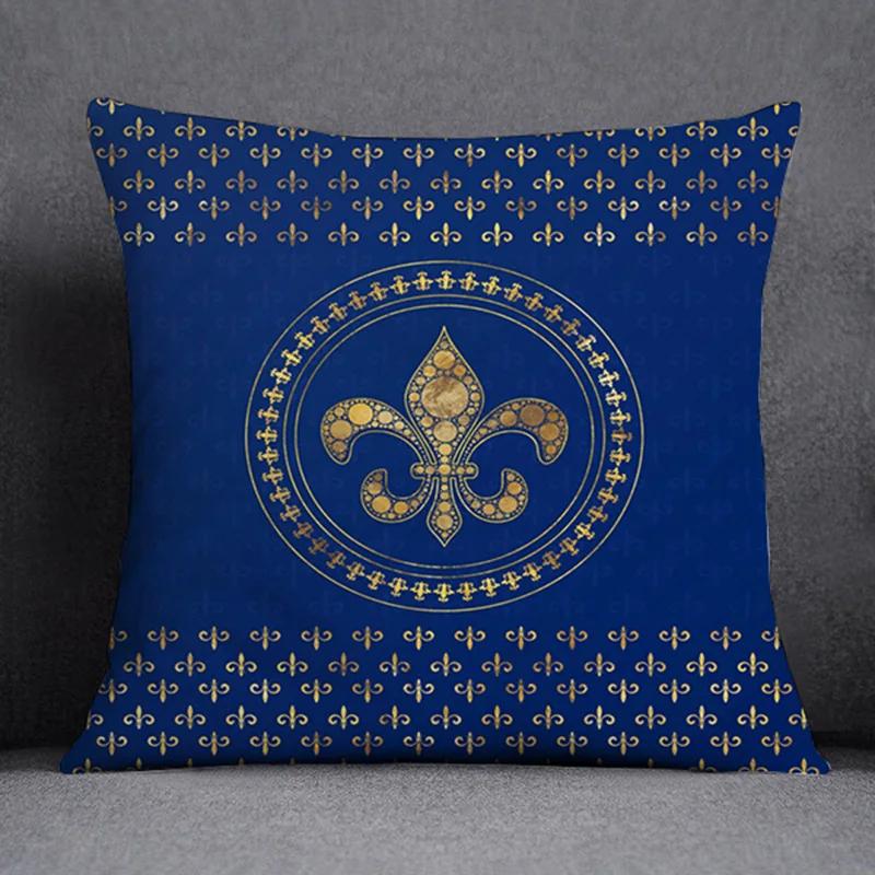 Funda de Almohada de Felpa con Estampado Floral Étnico de Lujo Funda para Cojines de Sofá Geométricos Vintage Europeos Cojines Decorativos para Hogar y Oficina