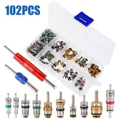 Air Conditioner Valve Core Remover Tool with Valve Cores R12 Valve Core Remover Installer Car A/C Valve Core Dismantling Tool