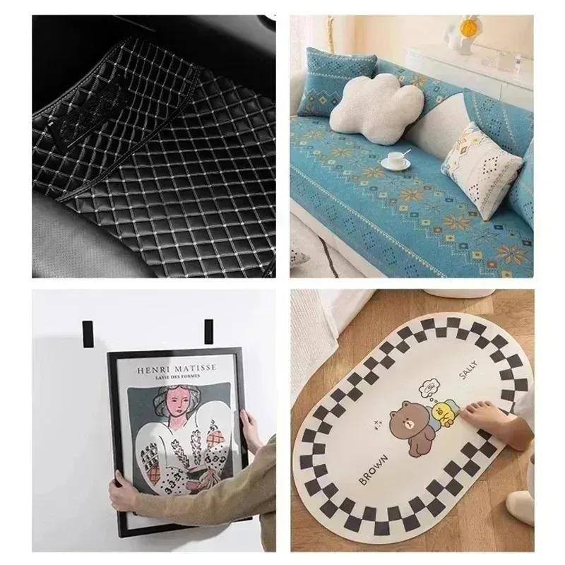 2/60Pcs Car Carpet Fixing Stickers Fastener Double Sided Self-Adhesive Carpet Fixed Patches Floor Foot Mats Anti Skid Grip Tapes