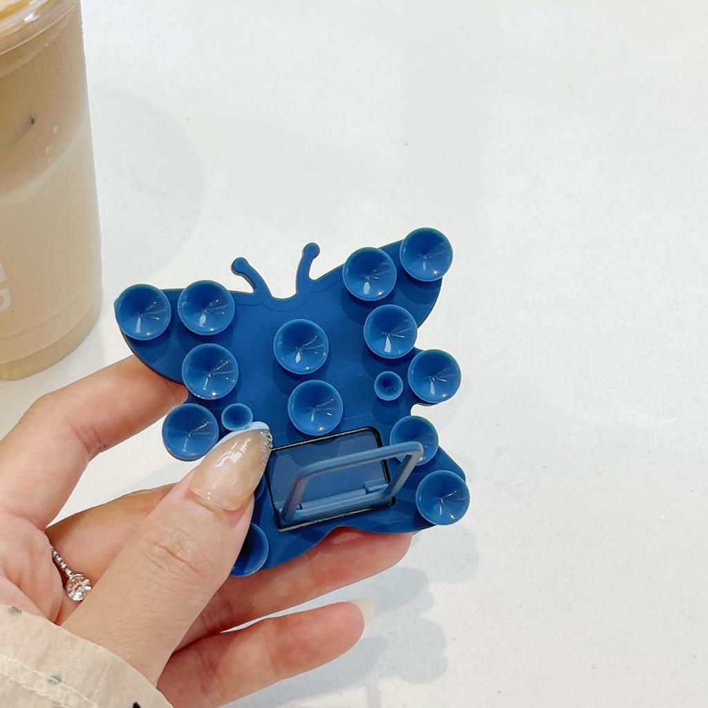 Butterfly Silicone Suction Cup Phone Stand Holder Portable Desktop Kickstand Square Ring Holder