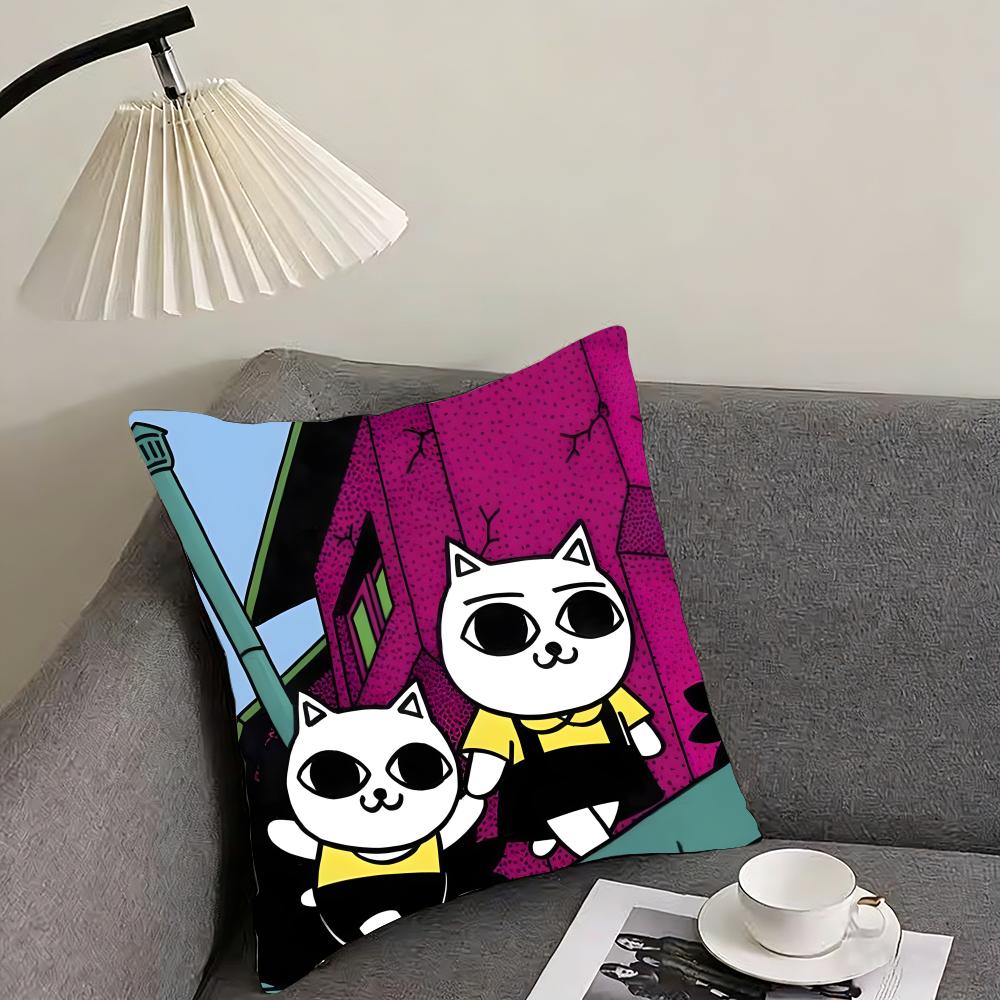 

NNekojiru Cartoon Cushion Cover Pillowcase Ultra Soft Skin Friendly Fabric Cloud Like Comfort Concealed Zipper 30x30cm