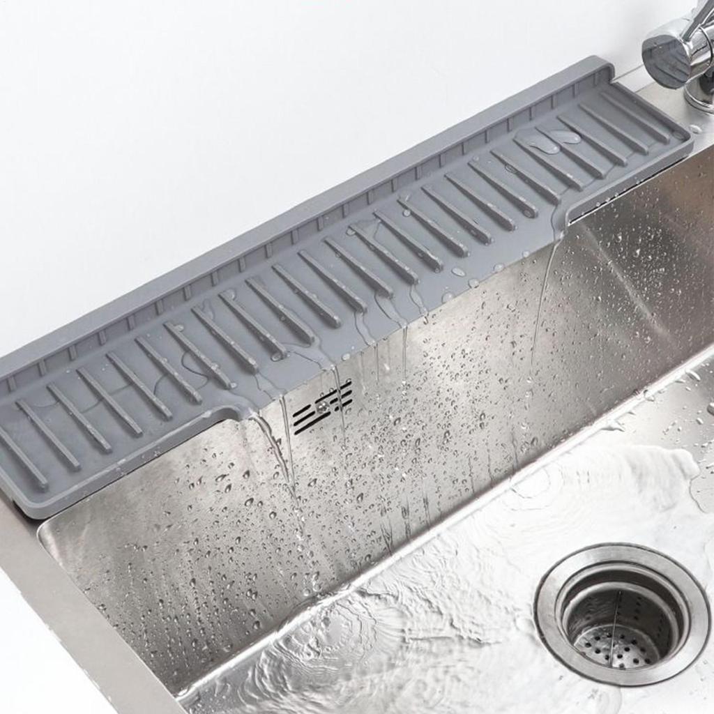 Kitchen Faucet Silicone Mat Bathroom Anti-Slip Sink Drain Mat Slopes Drainage Mat Tableware Drying Protection Mat