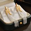 Elegant Long Tassel Chain Earrings, Luxury Pearl Drop Studs for Vacation