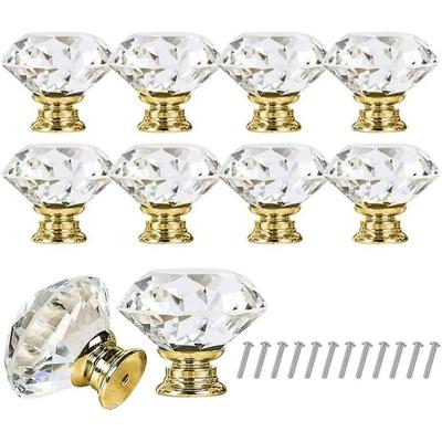 10 szt. 30 mm diamentowe szklane kryształowe uchwyty szuflad gałki ze śrubami do domowego biura