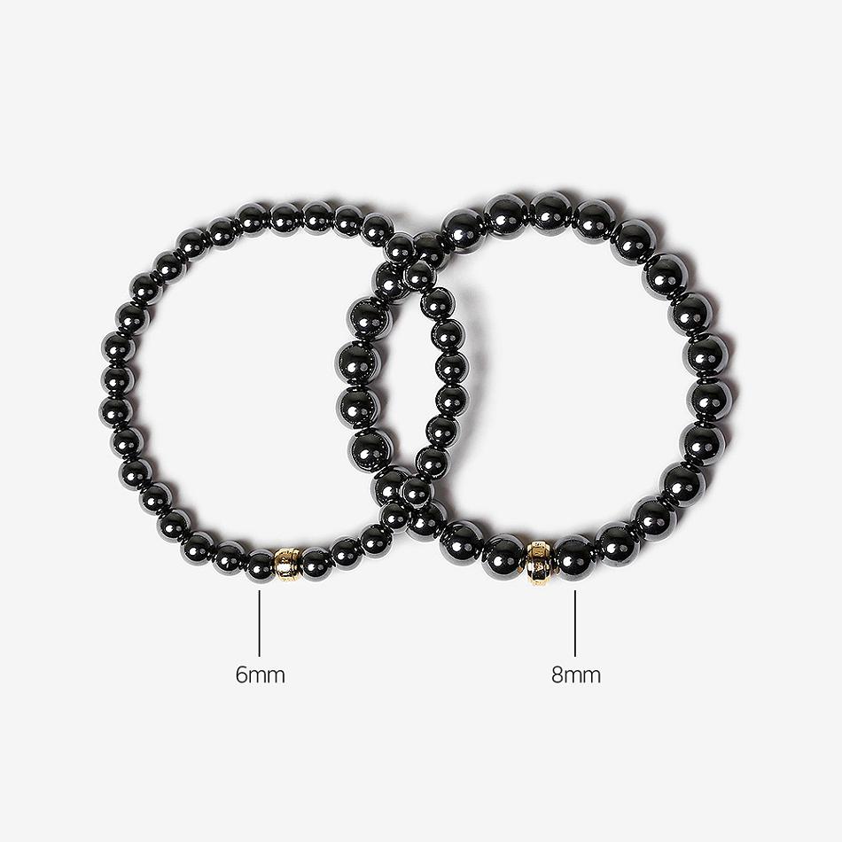 Aekki Gold Plata Hematite Natural Stone Bracelet