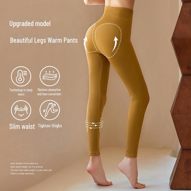 Högmidjade Varma Leggings i Kashmirull för Kvinnor - Slim Fit Magstöd