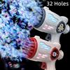 32 Holes Children Bubble Gun Toys LED Light Astronaut Shape Electric Automatic Soap Bubbles Machine for Kids Outdoor Toys Gifts