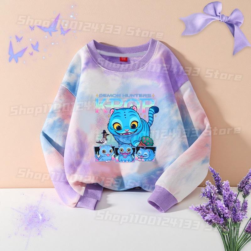 Spring And Autumn Demon Hunter Streetwear T Shirt Girl Cute Anime Print Kid Game Y2K Kawaii Tie-dye Women's Outdoor Pullover Long Sleeve Top Clothes