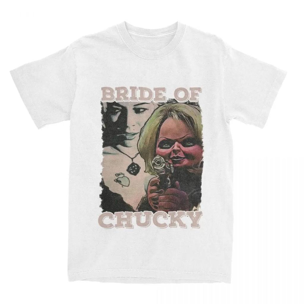 Bride Of Chucky T Shirts Horror Movie Awesome Tees Short Sleeve Crewneck T-Shirt Cotton 6XL Clothes