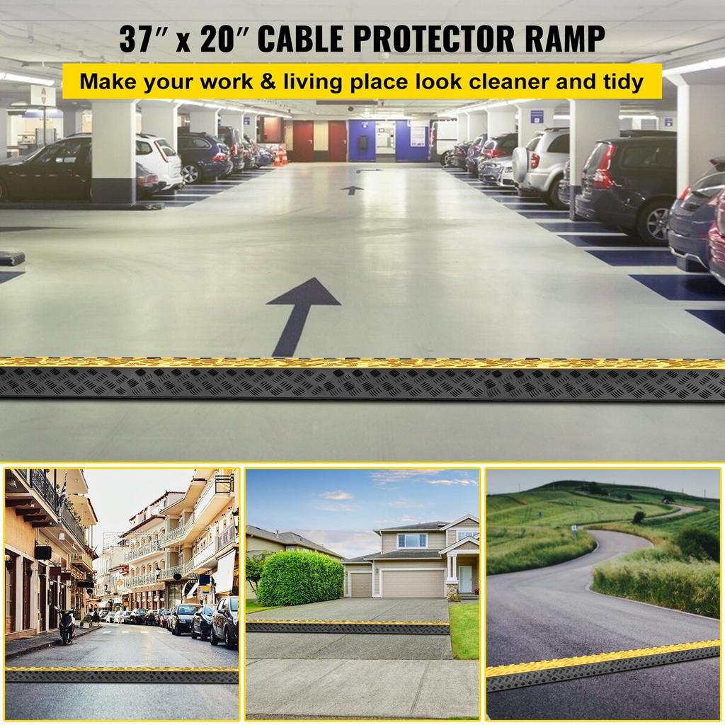 3 Channel Rubber Cable Protector Ramp Heavy Duty Cable Wire Cord Cover Ramp Speed Bump Driveway Hose Cable Ramp Protective Cover