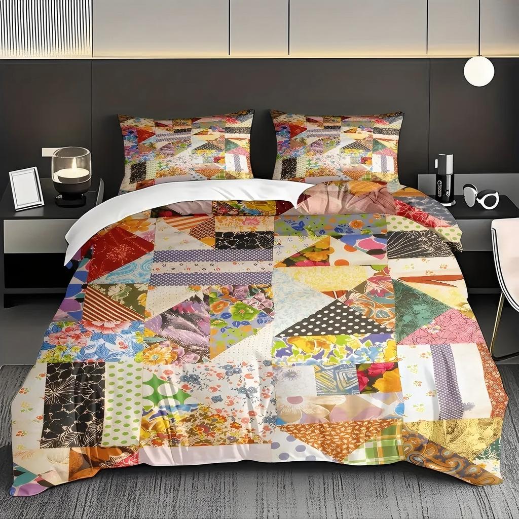 Copripiumino con Fiori Pittorici Stampa 3D Stile Rustico Petali Multipli Set Biancheria da Letto Morbido Confortevole Copripiumino Federe