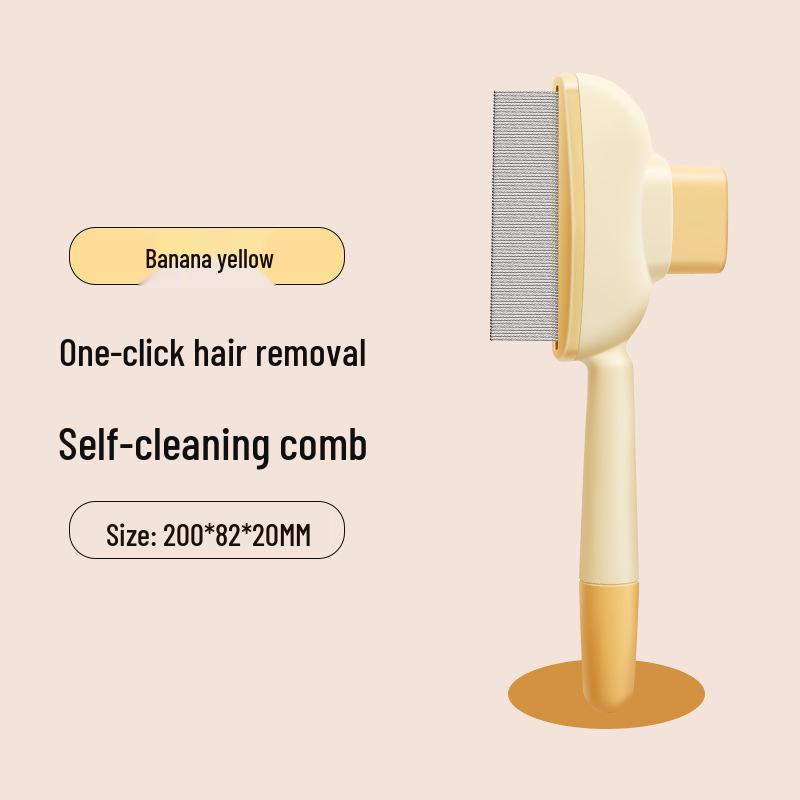 Samočisticí hřeben pro domácí mazlíčky pro kočky a psy - Hustý design zubů, Vypuzování chlupů jedním tlačítkem, Ideální pro péči a odstraňování plovoucích chlupů.