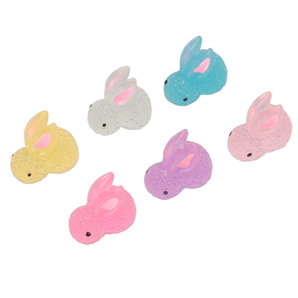 60pcs Luminous Resin Bunny Ornament Decoration Glow In Dark Resin Bunny Figure for Birthday Party