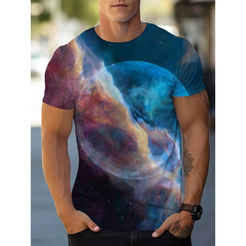 T-shirt Stampa Digitale 3D Top Manica Corta da Ragazzo e Uomo Versatile Traspirante