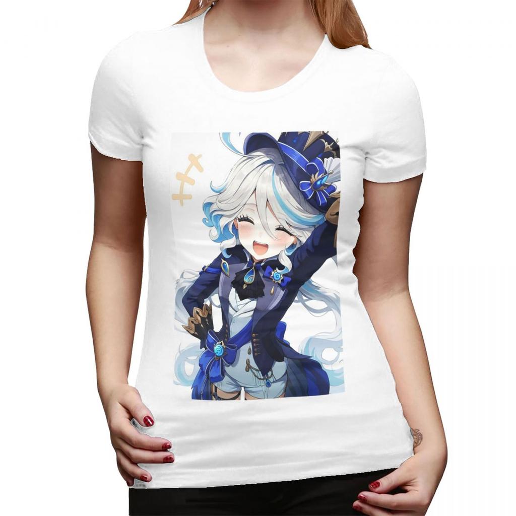 Furina Genshin Impact TShirt for Women Crew Neck Streetwear T Shirts Womens Short Sleeve Summer Clothes Tops
