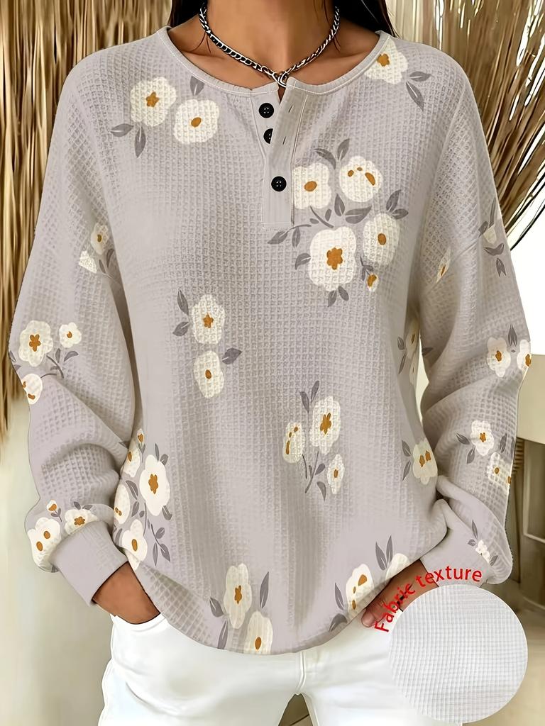 Fashion gradient striped waffle button hoodie