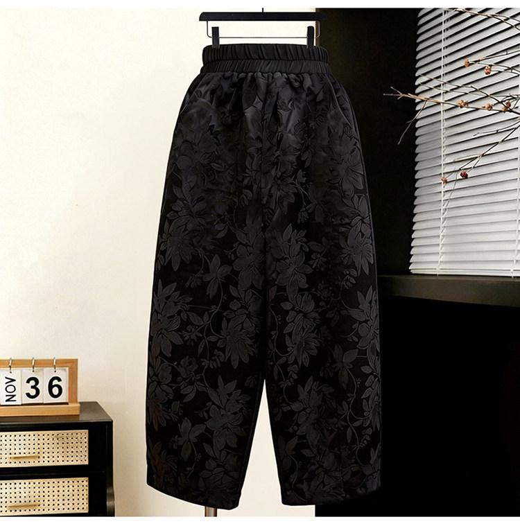 

2026 Spring Chinese Jacquard Elastic Waist Scimitar Pants - Chic & Versatile Casual Fashion 2XL, recommended for 70-80 kg